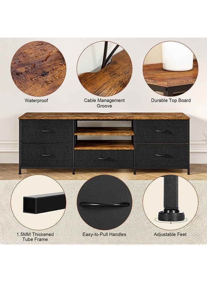 Solerconm TV Stand with Drawers, 3 Tiers Wood TV Console Table, Television Stand for TV up to 65 inch, Entertainment Center with Storage&Open Shelves, TV Entertainment Stand Cabinet for Living Room  - Image 2