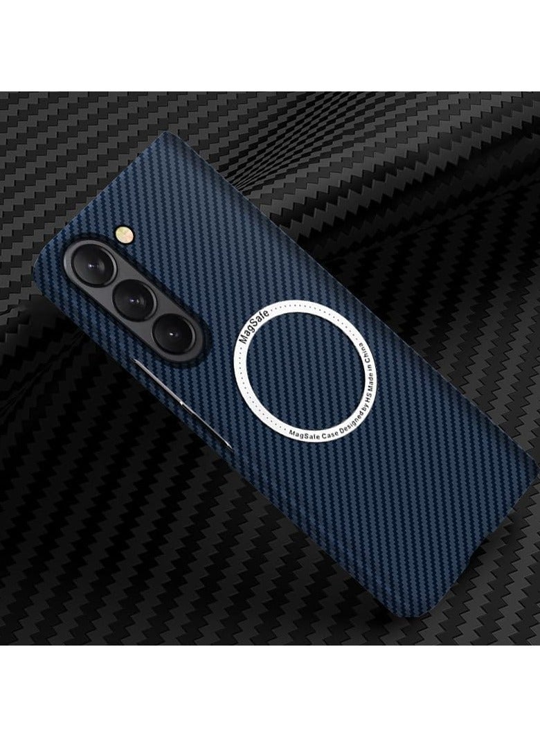 General Case Compatible with Samsung Galaxy Z Fold 6 5G, Carbon Fiber Texture Magnetic Wireless Charging Ultra Thin Matte Hard Case Cover for Fold 6 