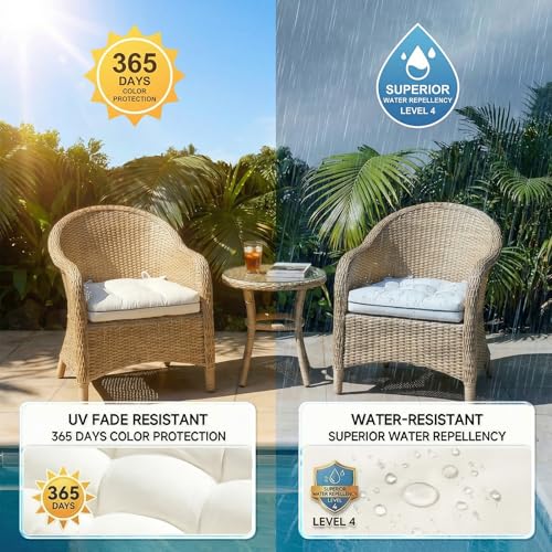 1 MIDDLE ONE Outdoor Chair Cushions Set of 2 Outdoor Cushions for Patio Furniture and Wicker Chair Memory Foam Patio Seat Cushion Pads with Ties 19 x 19 Inch Grey - Image 3