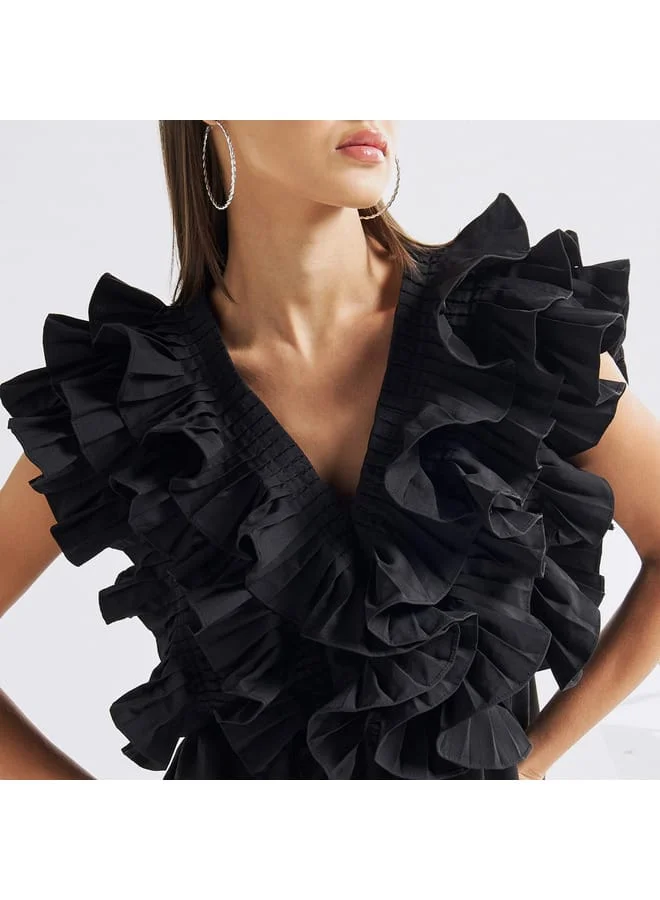 Splash FAV Ruffled Top with V-neck