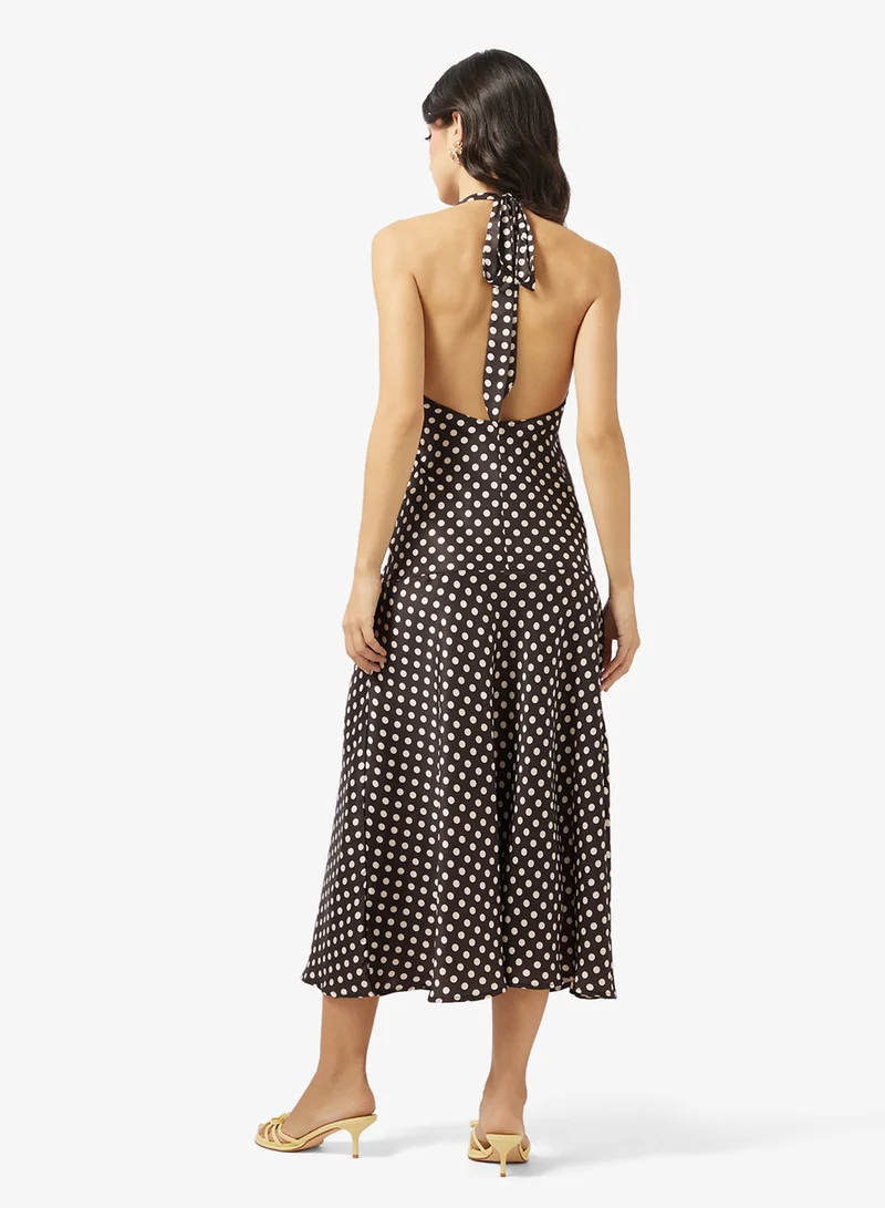 Ginger Halter Neck Polka Dot Slip Dress