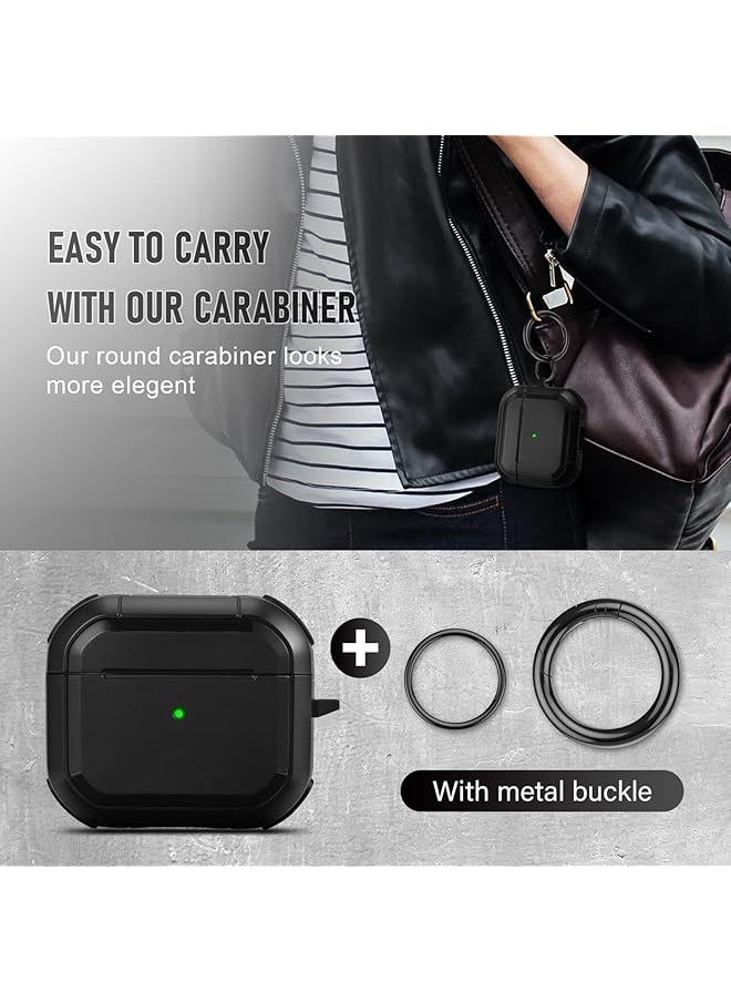 erorex - Airpods 3 Case Cover With Keychain Full Protective Shockproof Soft Tpu Accessories Compatible With Airpods 3Rd Generation Case For Women Men Front Led Visible Black - Image 1