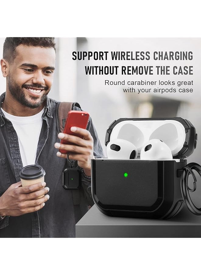 erorex - Airpods 3 Case Cover With Keychain Full Protective Shockproof Soft Tpu Accessories Compatible With Airpods 3Rd Generation Case For Women Men Front Led Visible Black - Image 1