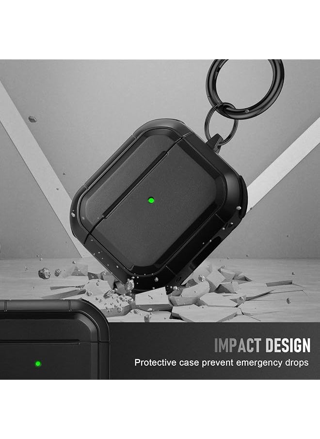 erorex - Airpods 3 Case Cover With Keychain Full Protective Shockproof Soft Tpu Accessories Compatible With Airpods 3Rd Generation Case For Women Men Front Led Visible Black - Image 1