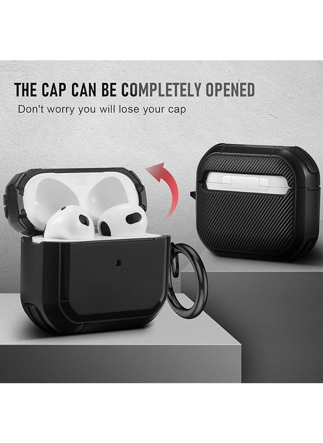 erorex - Airpods 3 Case Cover With Keychain Full Protective Shockproof Soft Tpu Accessories Compatible With Airpods 3Rd Generation Case For Women Men Front Led Visible Black - Image 1