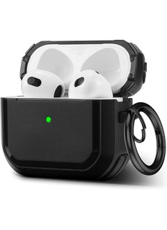 Airpods 3 Case Cover With Keychain Full Protective Shockproof Soft Tpu Accessories Compatible With Airpods 3Rd Generation Case For Women Men Front Led Visible Black