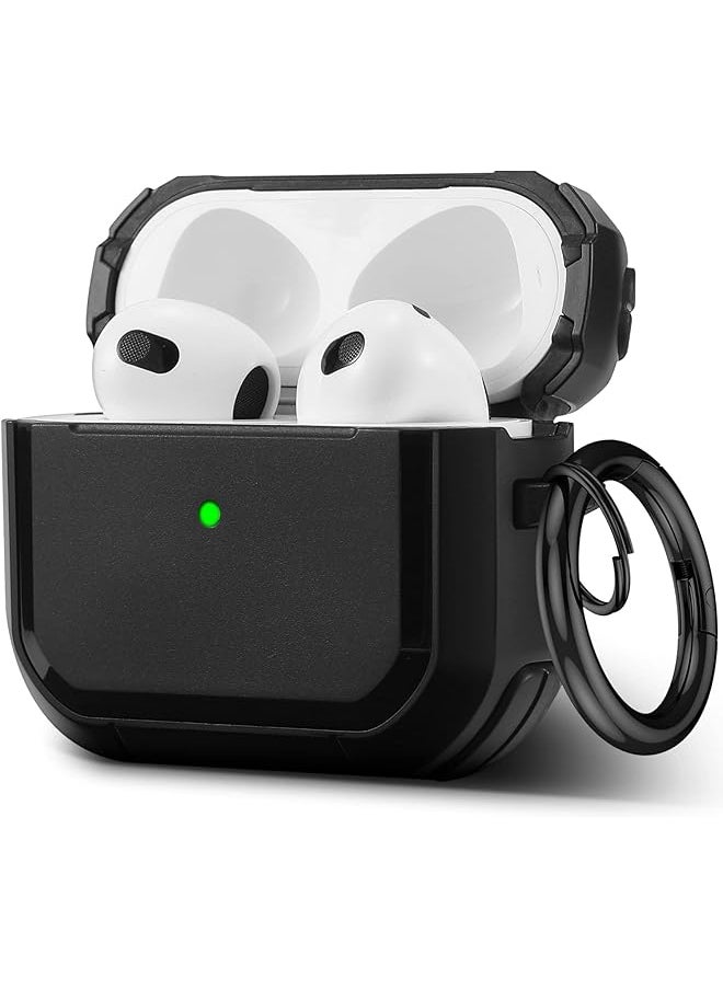 erorex - Airpods 3 Case Cover With Keychain Full Protective Shockproof Soft Tpu Accessories Compatible With Airpods 3Rd Generation Case For Women Men Front Led Visible Black - Image 1