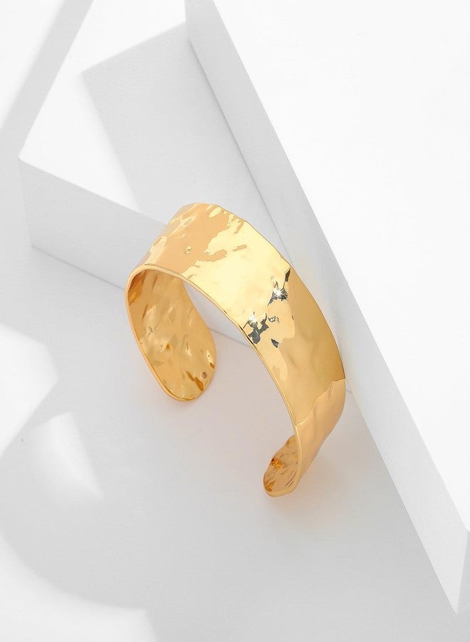 ليلي آند وايت أساور ذهبية من LILIE&WHITE للنساء، أساور مطروقة، أساور ذهبية للذراع، أساور ذهبية، أساور مفتوحة قابلة للتعديل، أساور عريضة للمعصم - Image 4