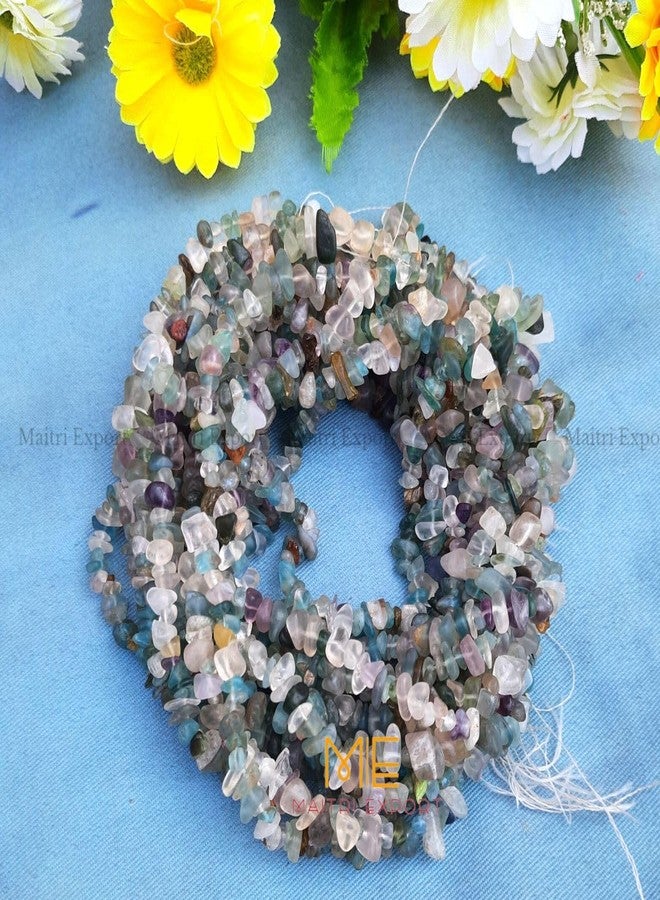 Maitri Export Multi Fluorite Crystal - Stone/Beads/Gemstone Chips Loose Beads in String for Making Necklace/Jewelry/Bracelet/Mala (Multi Fluorite) - Image 2