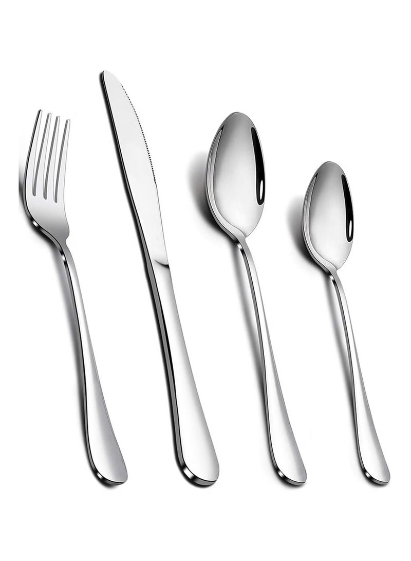 Toshionics 24-Piece Stainless Steel Cutlery Set, Elegant Flatware Silverware with Fork Knife Spoon Tableware Set for Daily Use, Dishwasher Safe, Perfect Gift Idea for Holiday Celebrations - Image 1