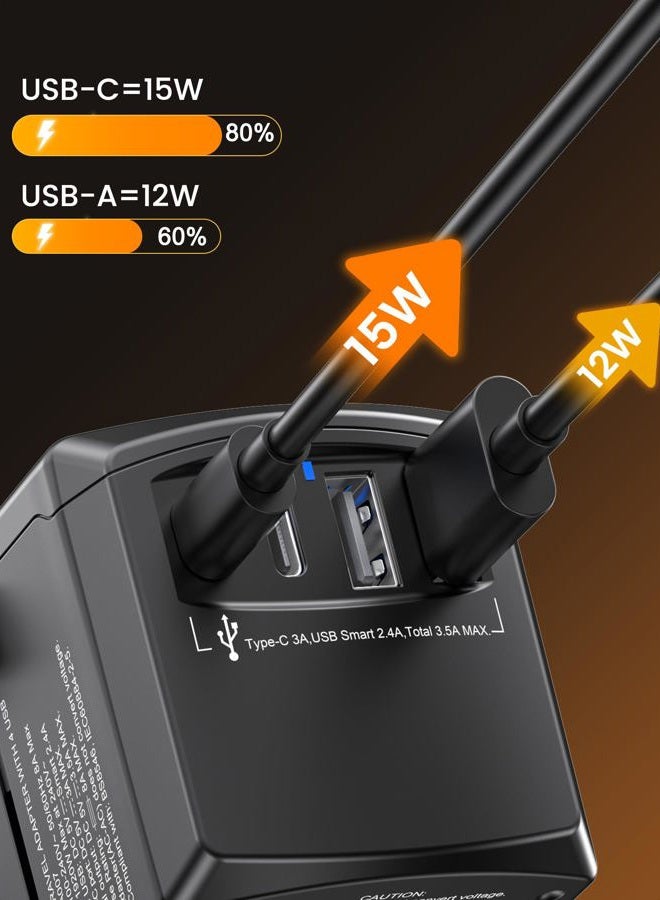 Lencent Universal Travel Power Adapter, International AC Plug Adaptor with 2 USB C 2 USB A Ports Wall Charger Worldwide Travel Essentials for US to EU UK Ireland Australia (Type C/G/A/I) Black - Image 4