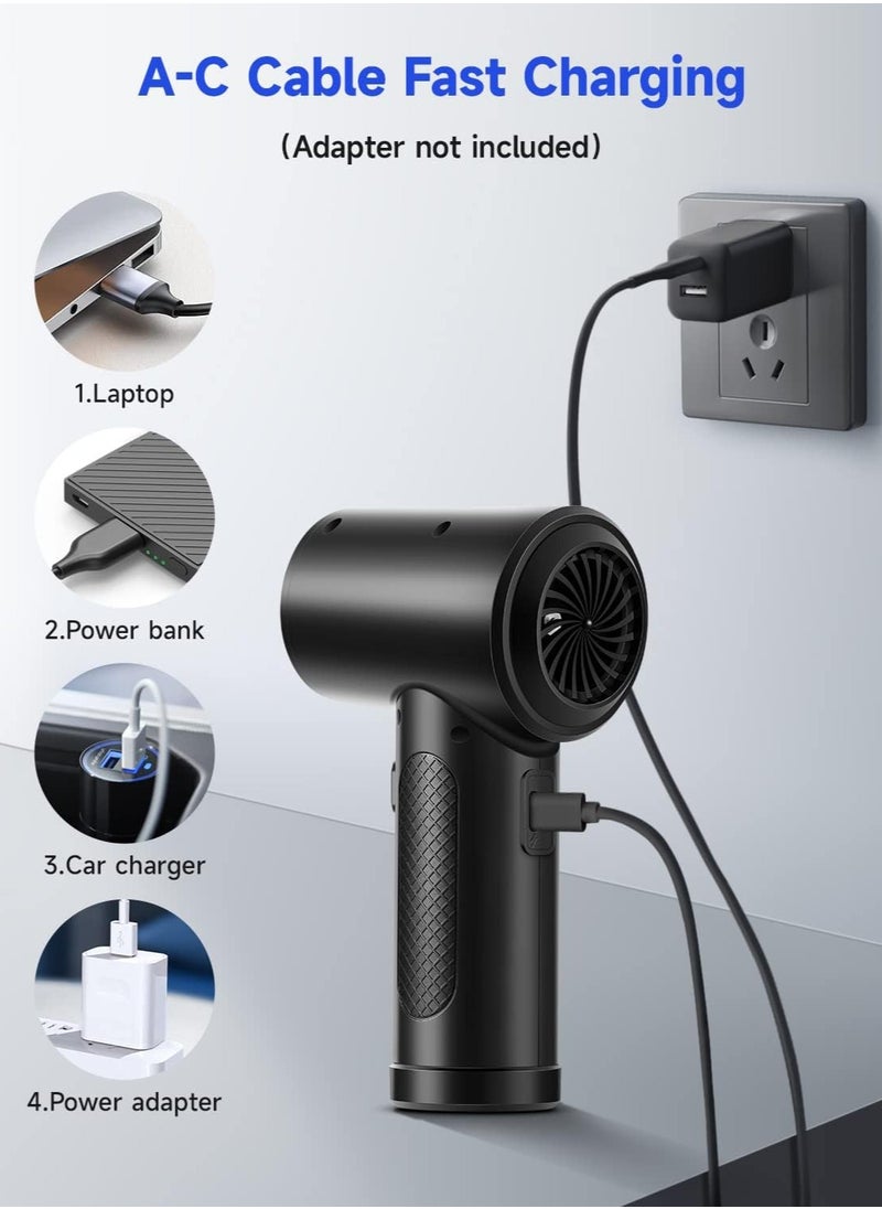 High-Speed Cordless Compressed Air Duster with LED Light, Portable Design, 6000mAh Rechargeable Battery, 3 Speed Modes, 5 Nozzles for Computer Cases, Keyboards, Cars and More.