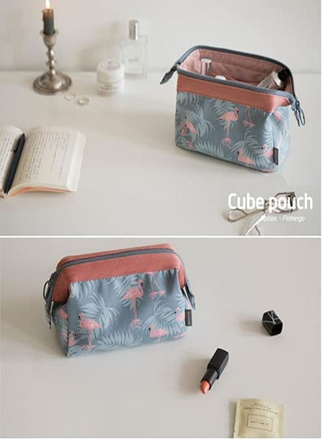 TINSICO Travel Organizer Bag | Travel Accessory Zipper Toiletry Bag | Jewellery Organizer | Cosmetic Make-up Organizer for Women and Girls Waterproof Bag (Grey-Flamingo) - Image 4