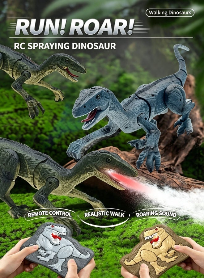 Remote Control Velociraptor Dinosaur Toy, RC Walking Dino with Spray Mist, Realistic Roar Sound & LED Light, Rechargeable Electronic Dinosaur Robot, Kids Gift for Boys Girls Age 4‑12 Years Old - Image 2