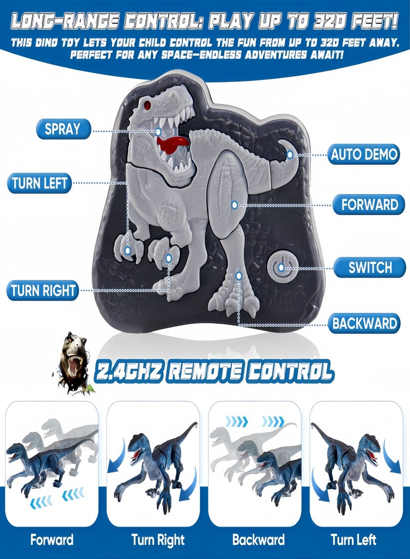 Remote Control Velociraptor Dinosaur Toy, RC Walking Dino with Spray Mist, Realistic Roar Sound & LED Light, Rechargeable Electronic Dinosaur Robot, Kids Gift for Boys Girls Age 4‑12 Years Old - Image 4