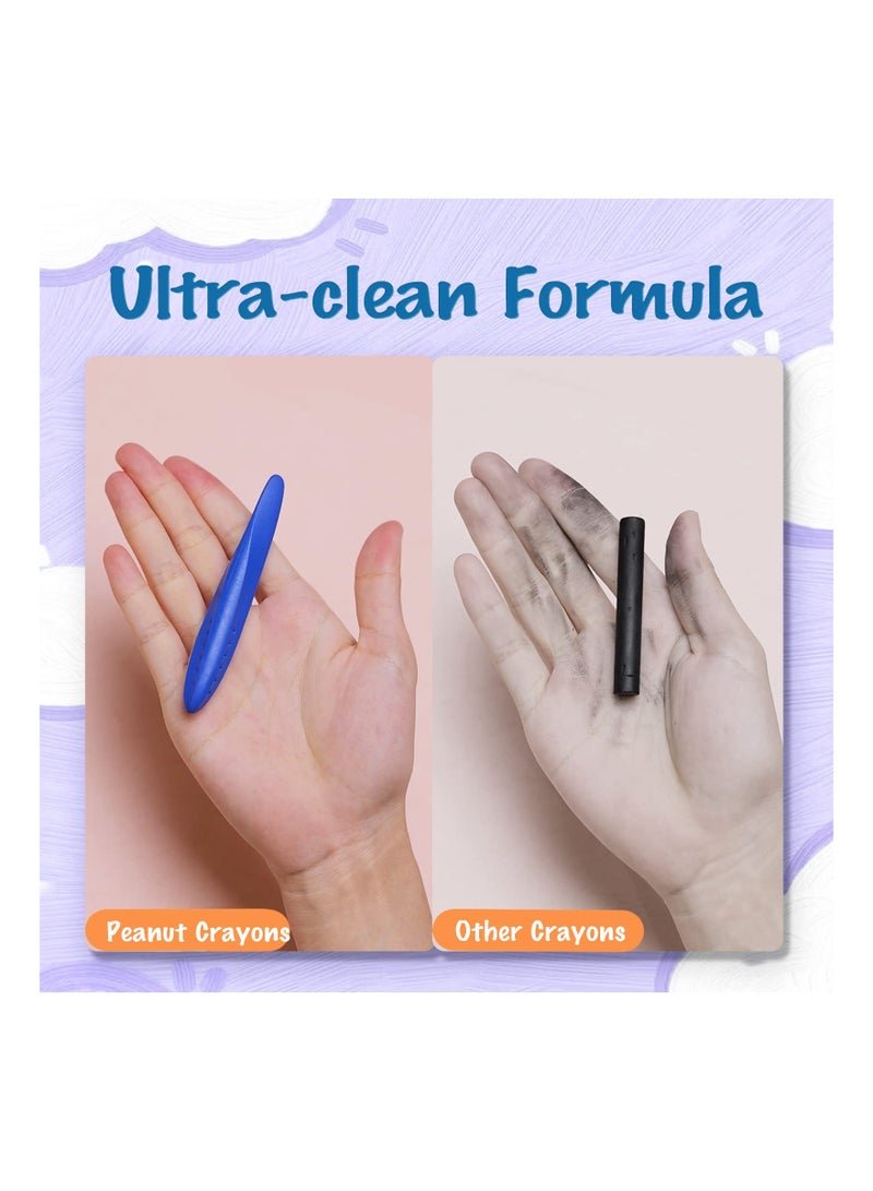 SOLARAE Crayons, Triangle Peanut Crayons for Kids, Non-Toxic Washable Crayons for Toddlers, Paint Crayons, Coloring Art Supplies, Handwriting Posture Correction Coloring Art for Toddlers (12 Colors) - Image 3