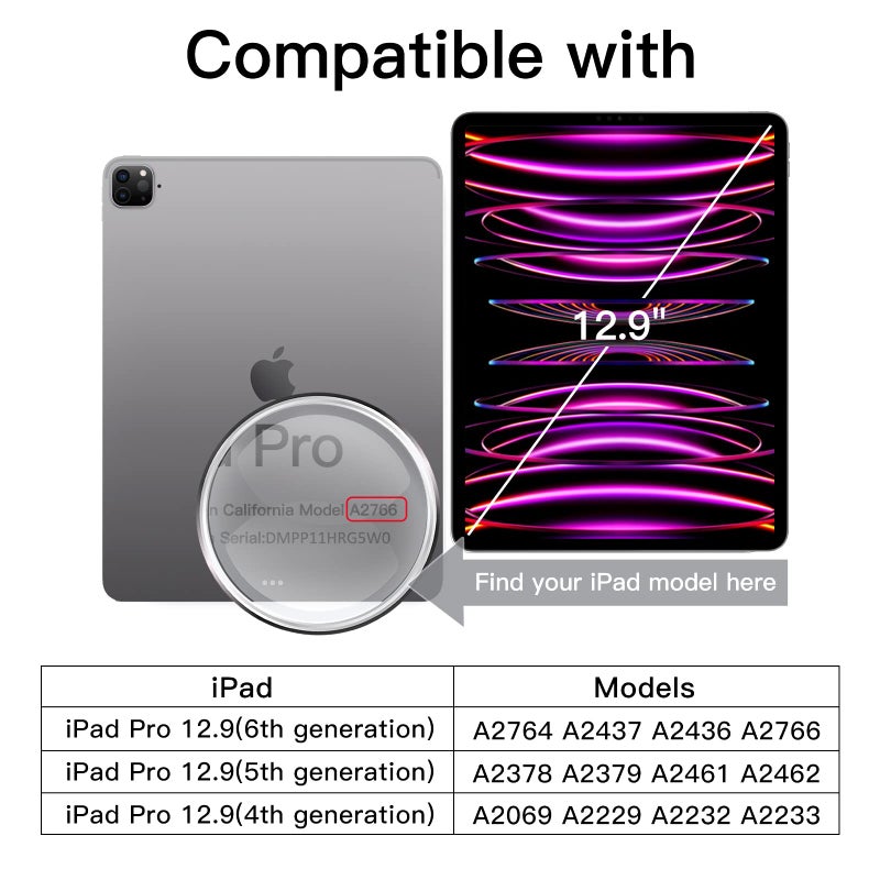 JETech Screen Protector for iPad Pro 12.9-Inch, 2022/2021/2020 (6th/5th/4th Generation) with Camera Lens Protector, Tempered Glass Film HD Anti-Scratch, Support Pencil & Face ID, 2-Pack Each - Image 2