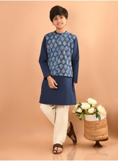 LILPICKS Printed Kurta Pajama Set with Nehru Jacket  - Image 5