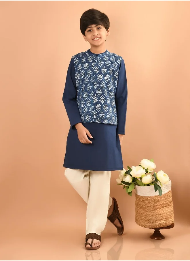 LILPICKS Printed Kurta Pajama Set with Nehru Jacket
