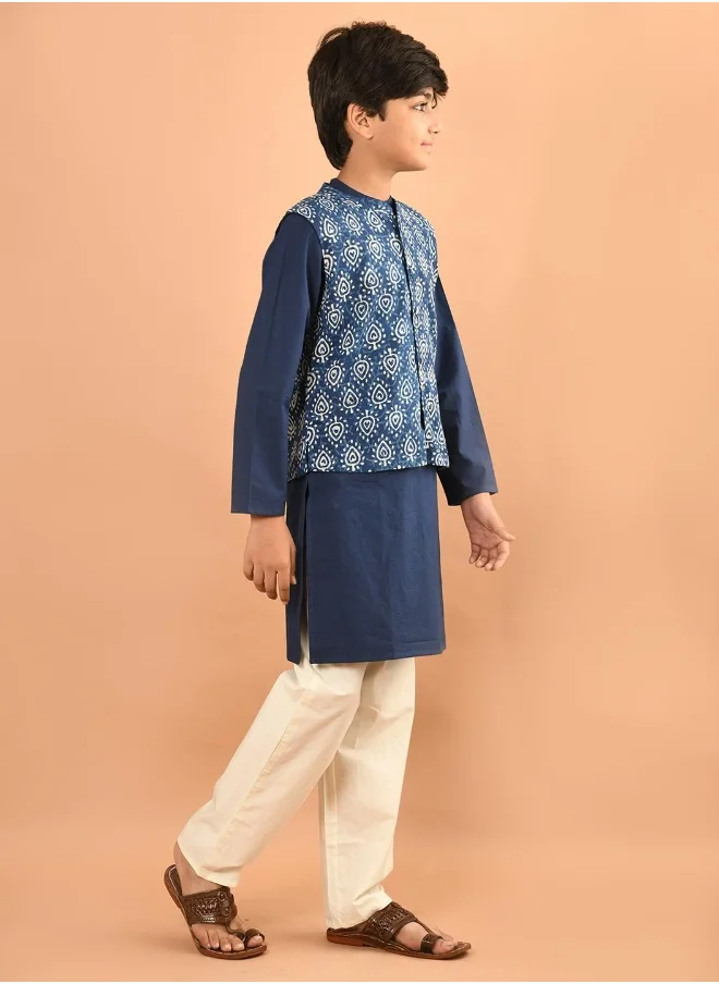 LILPICKS Printed Kurta Pajama Set with Nehru Jacket