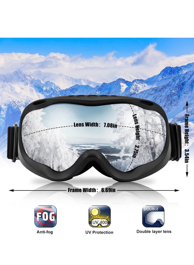 SYOSI Sports Ski Goggles, Snowboard Anti-Fog Mirrored Snow Goggles OTG UV Protection Foam Anti-Scratch Dustproof for Women Men Youth - Image 2