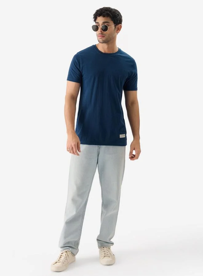 The Souled Store Men Blue Solid Sustainable T-Shirt
