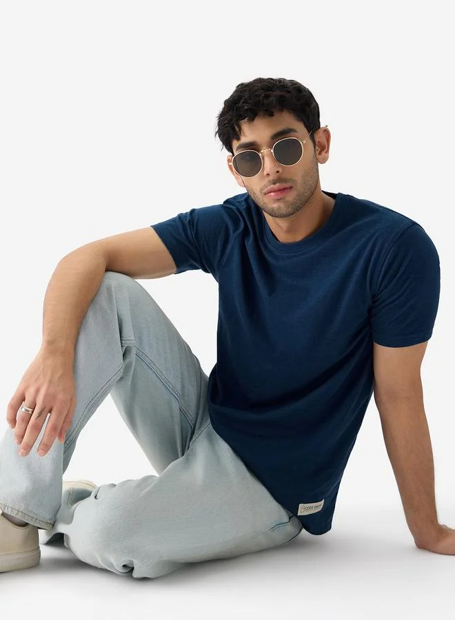 The Souled Store Men Blue Solid Sustainable T-Shirt