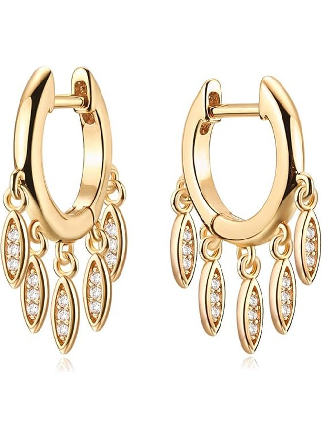 Mevecco Women Huggie Hoop Earrings Gold Ear Stud Cuff 14K Gold Filled Small Boho Beach Simple Delicate Handmade Hypoallergenic Jewelry Gift - Image 1