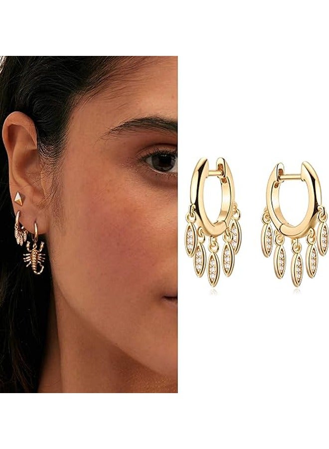 Mevecco Women Huggie Hoop Earrings Gold Ear Stud Cuff 14K Gold Filled Small Boho Beach Simple Delicate Handmade Hypoallergenic Jewelry Gift - Image 3