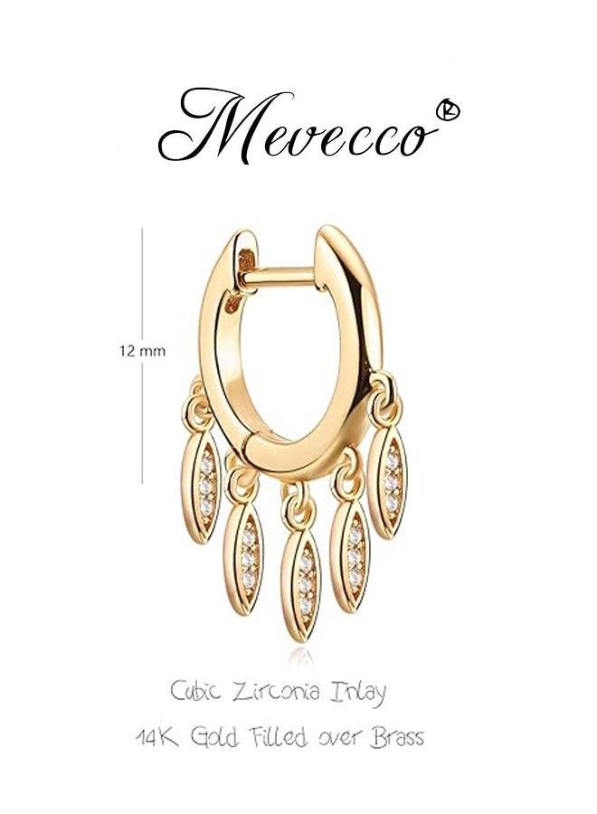 Mevecco Women Huggie Hoop Earrings Gold Ear Stud Cuff 14K Gold Filled Small Boho Beach Simple Delicate Handmade Hypoallergenic Jewelry Gift - Image 4