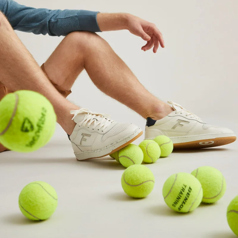 Faguo Alder Ecru & Navy Sneakers in Recycled Tennis Balls