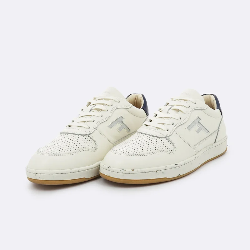Faguo Alder Ecru & Navy Sneakers in Recycled Tennis Balls