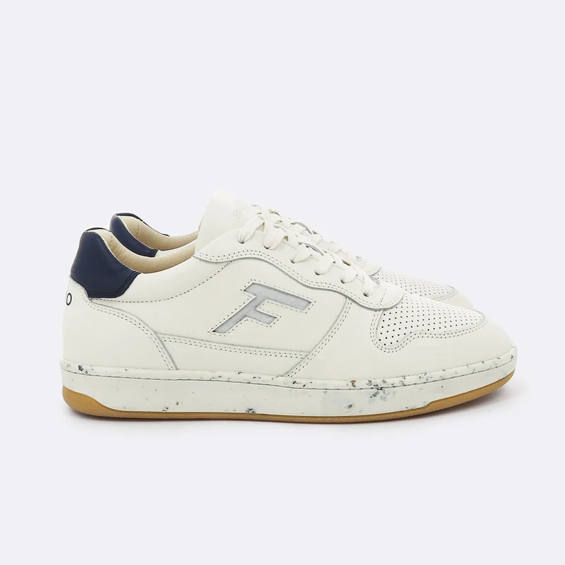 Faguo Alder Ecru & Navy Sneakers in Recycled Tennis Balls
