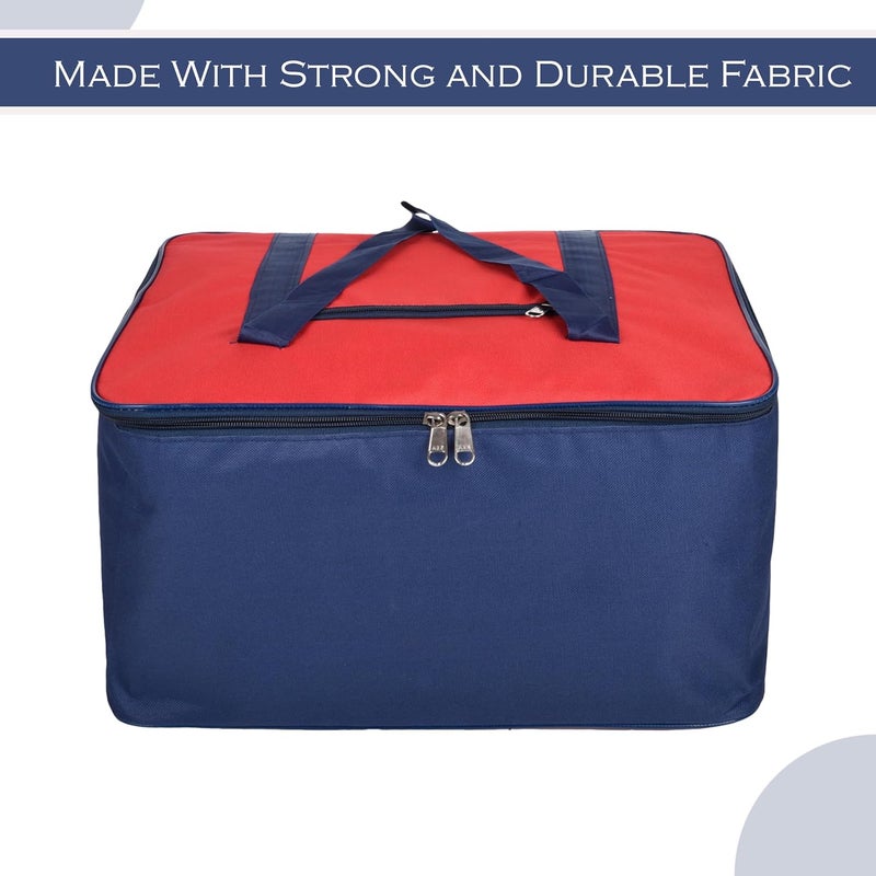 Urbane Home Urbane Home Pack of 5 UnderBed Storage Bags for Clothes Winter Wrap up Storage Cover for Bedding Blanket Bedsheet Organizer Red Blue - Image 2