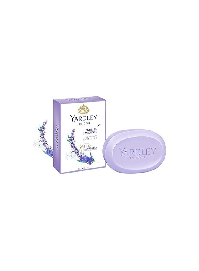 Yardley London English Lavender Soap - 100g Bar Lasting Freshness, Creamy Lather, Elegant Scent In Lavender Color