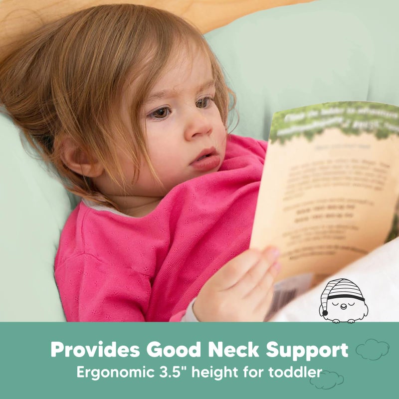 KeaBabies Toddler Pillow with Pillowcase - 13x18 My Little Dreamy Kids Travel Bed Pillows for Sleeping, Organic Cotton Small Pillowcase, Soft & Breathable, Machine Washable, Toddlers 2-5 Years Old (Sage) - Image 5