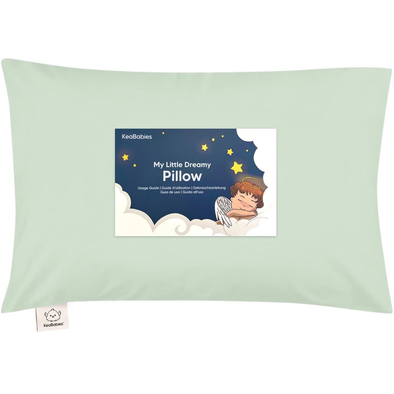 KeaBabies Toddler Pillow with Pillowcase - 13x18 My Little Dreamy Kids Travel Bed Pillows for Sleeping, Organic Cotton Small Pillowcase, Soft & Breathable, Machine Washable, Toddlers 2-5 Years Old (Sage) - Image 1