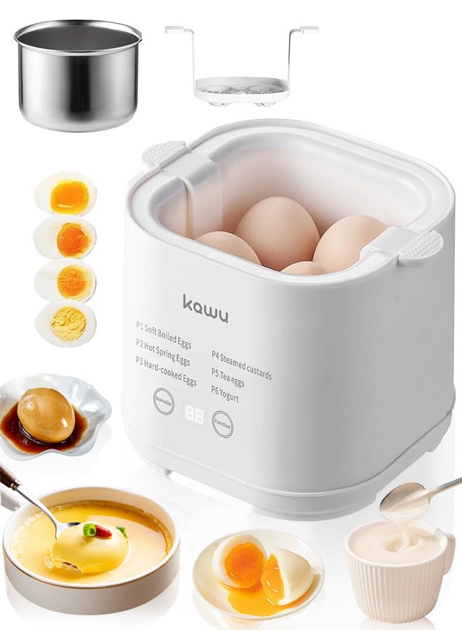  كاو جهاز طهي البيض بالبخار، جهاز طهي بيض سريع أوتوماتيكي، بشاشة رقمية، وإيقاف تشغيل تلقائي، وتنبيه صوتي. مثالي لسلق البيض وتحضير الزبادي. - Image 1