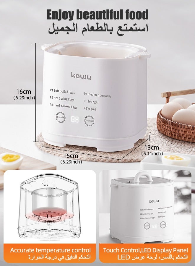  كاو جهاز طهي البيض بالبخار، جهاز طهي بيض سريع أوتوماتيكي، بشاشة رقمية، وإيقاف تشغيل تلقائي، وتنبيه صوتي. مثالي لسلق البيض وتحضير الزبادي. - Image 2
