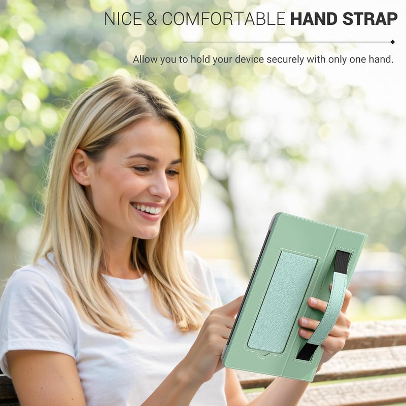 MoKo Universal Case for 6.8, 7 Inch eReaders and Tablets, eReader Accessories Compatible with Paperwhite/Colorsoft/Kobo Libra, Lightweight Folio Cover Case with Hand Strap/Kickstand, LZ Tequila Green - Image 4