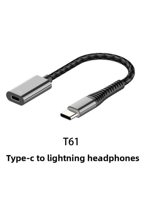 Type-c To For Apple Adapter For Iphone 15Pro Adapter Lighting Headset Converter-Interface Form:T61:Type-C Rpm (Lightning Headset)