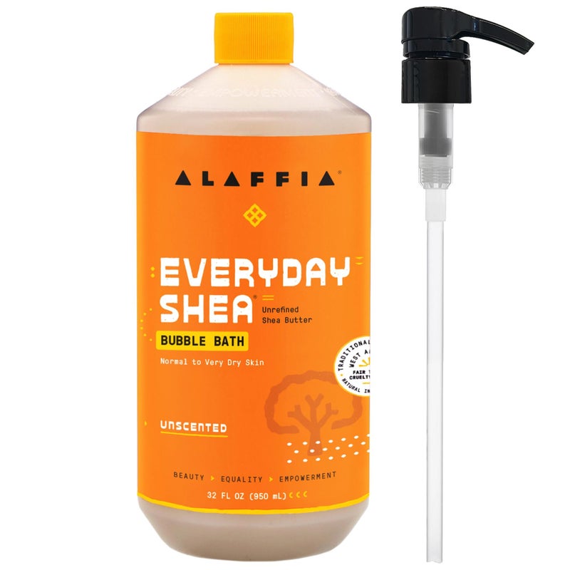 Alaffia Bubble Bath for Women Unscented Pump Included  Everyday Shea Butter Formula with Wild Yam 32 Fl Oz
