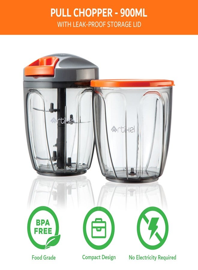 Artikel Manual Chopper & Blender with Storage Lid | Chops Vegetables, Nuts & Fruits | Blends Flour | Egg Beater | Meat Mincer | Large - 900 ml + Vegetable Peeler (Combo Pack) - Image 2