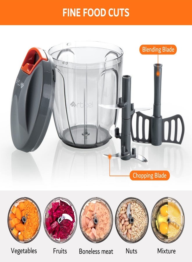 Artikel Manual Chopper & Blender with Storage Lid | Chops Vegetables, Nuts & Fruits | Blends Flour | Egg Beater | Meat Mincer | Large - 900 ml + Vegetable Peeler (Combo Pack) - Image 4