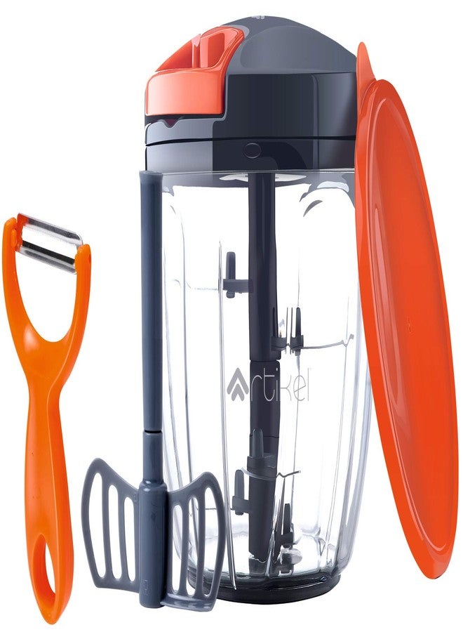 Artikel Manual Chopper & Blender with Storage Lid | Chops Vegetables, Nuts & Fruits | Blends Flour | Egg Beater | Meat Mincer | Large - 900 ml + Vegetable Peeler (Combo Pack) - Image 1