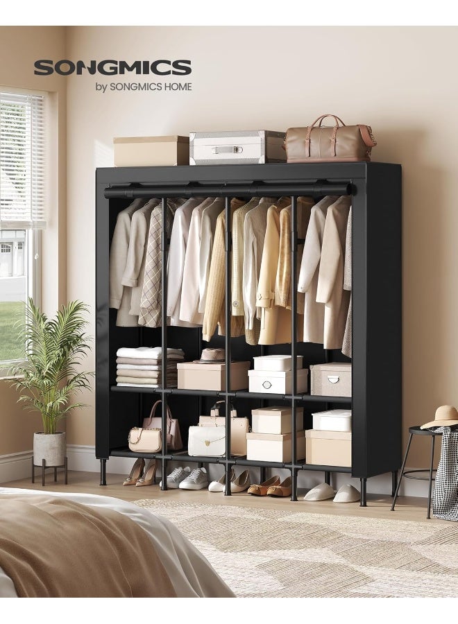 SONGMICS SONGMICS Wardrobe Closet, 67.3 Inch Large Capacity Portable Closet, Clothing Rack, 25 mm Dia,Thick Steel Tubes, Clothes Organizer with Fabric Cover, 4 Hanging Rails, 8 Shelves, Ink Black - Image 2