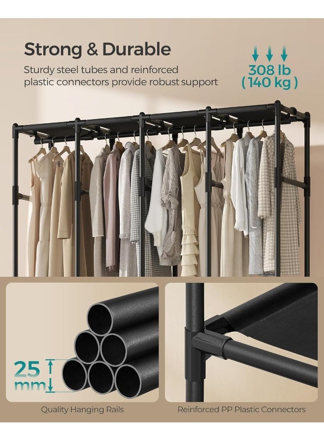 SONGMICS SONGMICS Wardrobe Closet, 67.3 Inch Large Capacity Portable Closet, Clothing Rack, 25 mm Dia,Thick Steel Tubes, Clothes Organizer with Fabric Cover, 4 Hanging Rails, 8 Shelves, Ink Black - Image 4