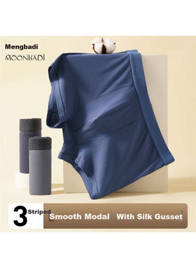 Moonbadi Men's Underwear 3-pack Modal Smooth Silk-blend 3d Pouch Large Size High Elasticity Comfortable Boxer Briefs - Image 1