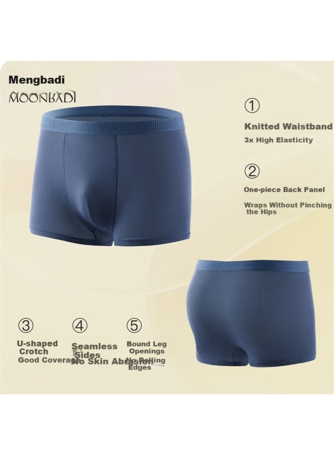 Moonbadi Men's Underwear 3-pack Modal Smooth Silk-blend 3d Pouch Large Size High Elasticity Comfortable Boxer Briefs - Image 3