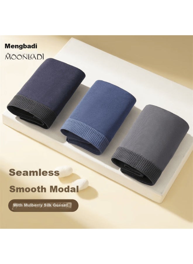 Moonbadi Men's Underwear 3-pack Modal Smooth Silk-blend 3d Pouch Large Size High Elasticity Comfortable Boxer Briefs - Image 2